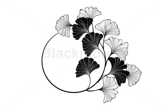 Download Round Frame with Ginkgo Biloba Leaves - Round Collection