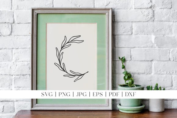 Download Leaf Line Art | Rounded Botanical Design - Round Collection