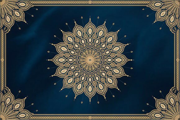Download Gold Mandala on Navy Blue Background - Round Collection