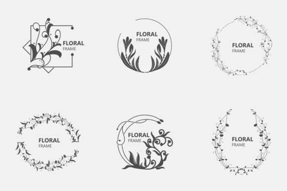 Download Floral Frame Round Shape Emblem Logotype - Round Collection