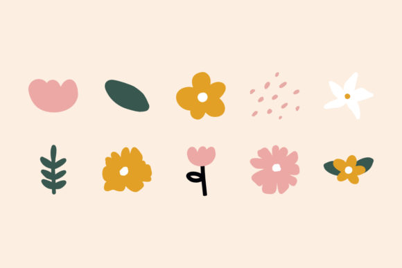 Download Simple Abstract Shapes &amp; Doodle Flowers - Shape Collection