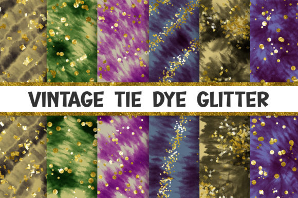 Download Vintage Tie Dye Glitter Background Set - Round Collection