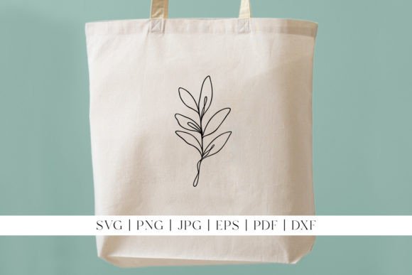 Download Leaf Line Art | Rounded Leaves on Stem - Round Collection