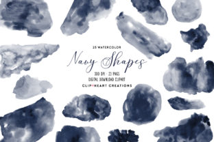 Download Navy Watercolor Shapes - Shape Collection