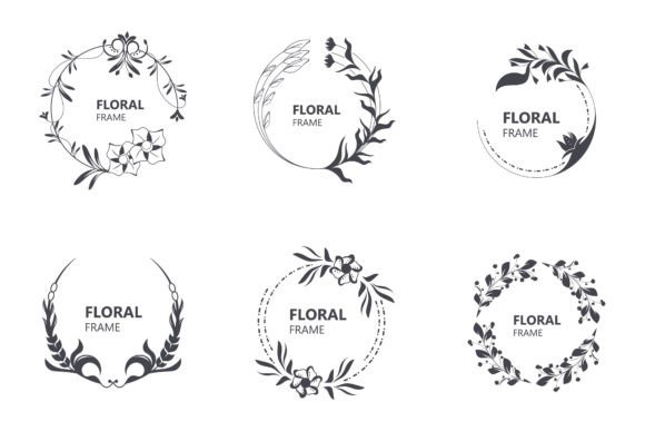 Download Floral Frame Round Shape Emblem Logotype - Round Collection