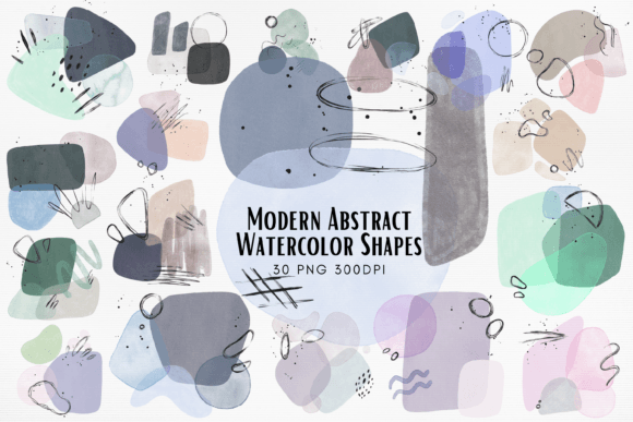 Download Modern Abstract Watercolor Shapes PNG - Shape Collection