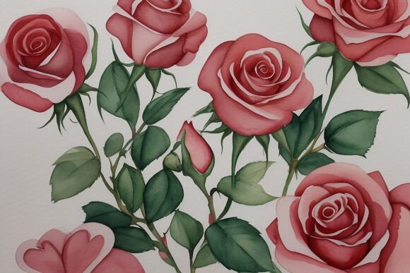 Download Watercolor Rose Digital Paper Background - Round Collection