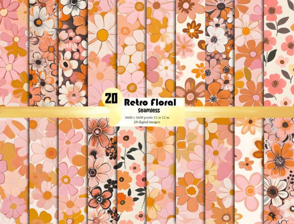 Download Retro Floral Background Pattern Texture - Round Collection
