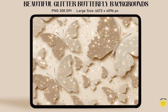 Download Pastel Beige Glitter Butterfly Pattern - Pastel beige Collection