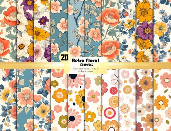 Download Retro Floral Background Pattern - Round Collection