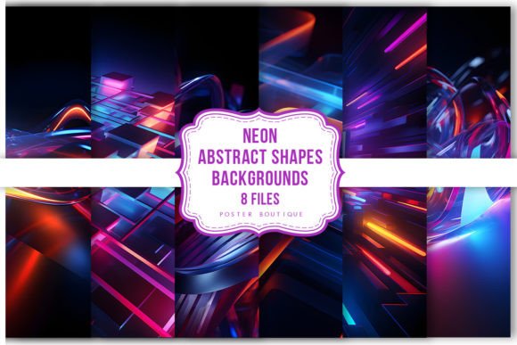 Download Neon Abstract Shapes Backgrounds Pack - Round Collection