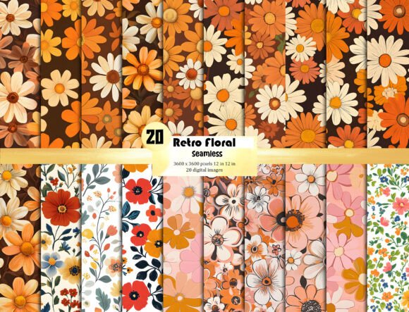 Download Retro Floral Background Pattern Texture - Round Collection