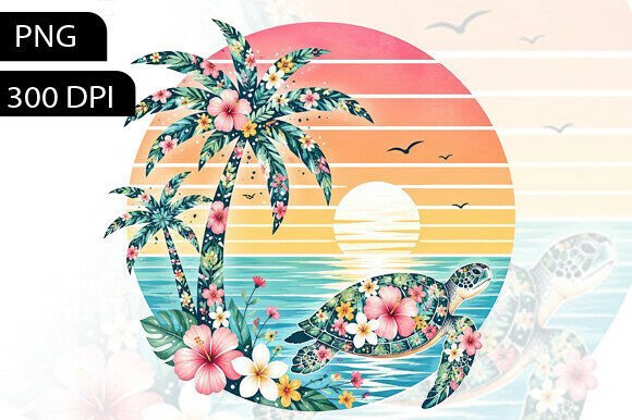 Download Summer Turtle PNG Transparent Background - Round Collection