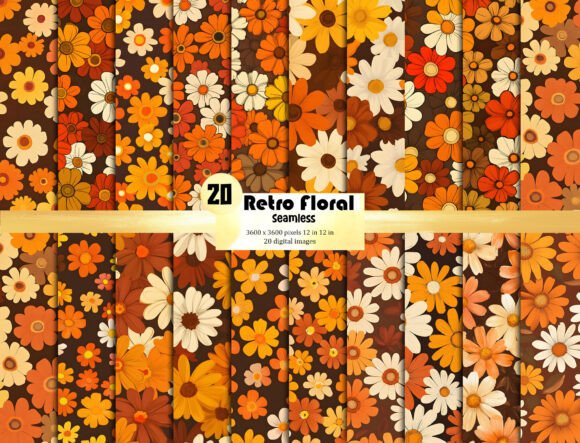 Download Retro Floral Background Pattern Texture - Round Collection