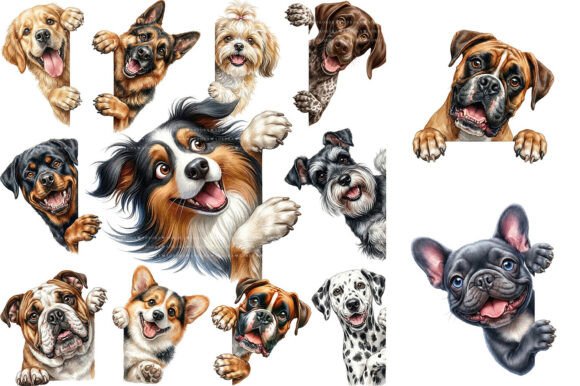 Download Watercolor Peeking Dog Clipart Bundle - Clipart bundle Collection