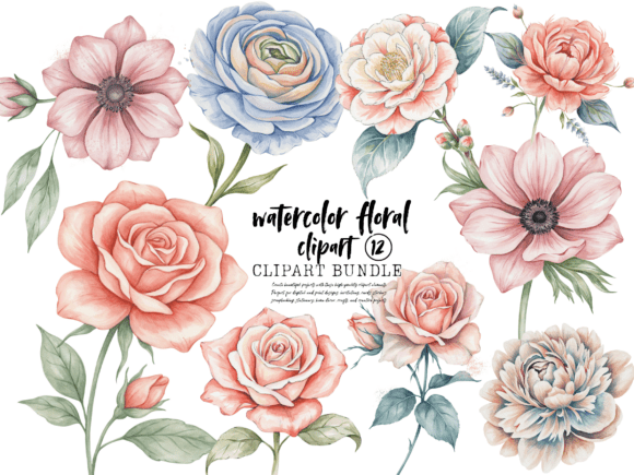 Download Watercolor Floral Clipart Bundle - Clipart bundle Collection